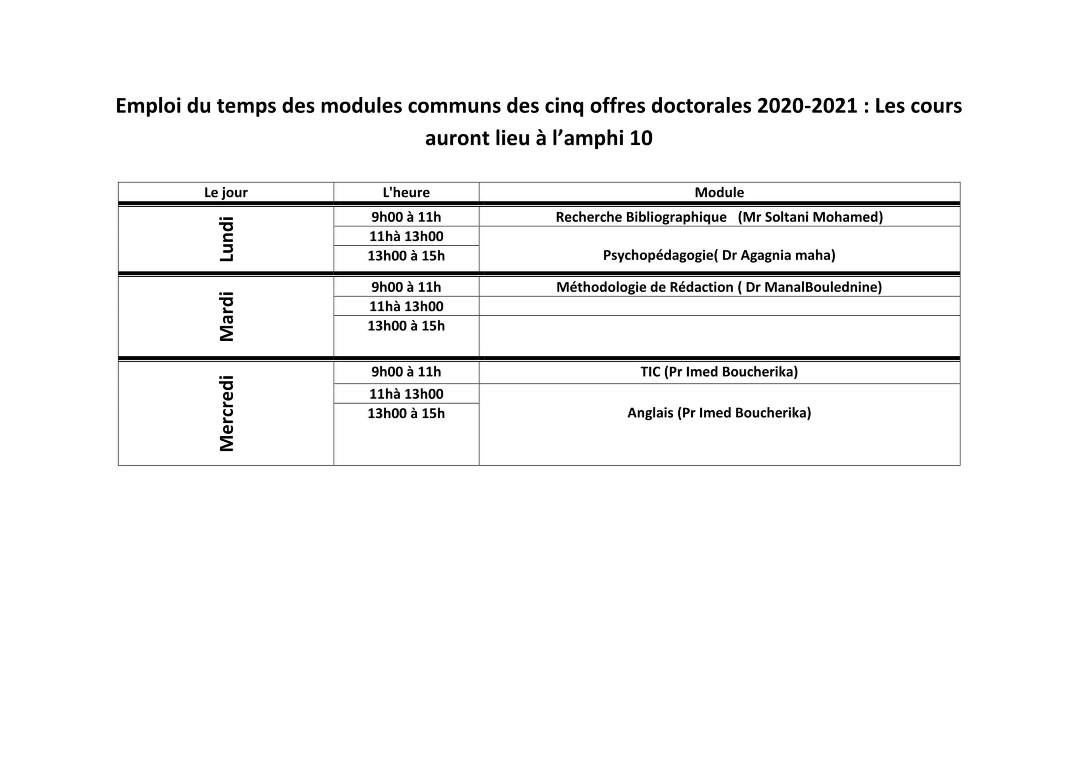 Emploi du temps des modules communs des cinq offres doctorales 2020_1